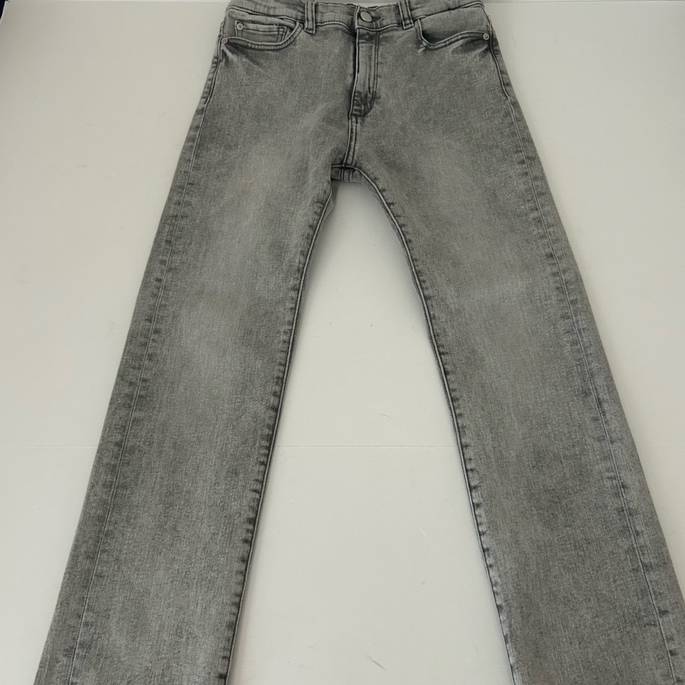 DL1961 Girls Grey Distressed Emie Straight Leg High Rise Denim Jeans Size 16